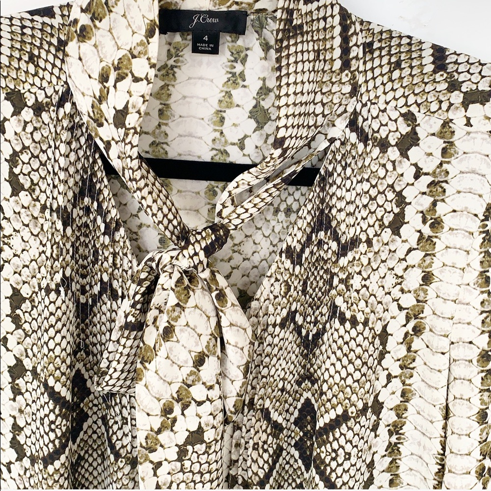 J Crew Snake Python Button Down Shirt Pussybow - image 3